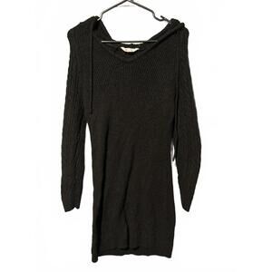 Black Knit Hooded Sweater Dress Size Large
